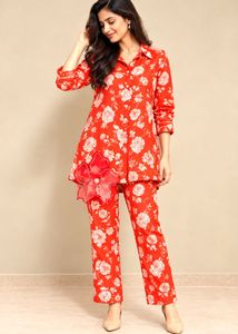 Chic Floral Print Kurta Set