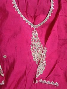 Elegant Pink Kurta with Gold Embroidery