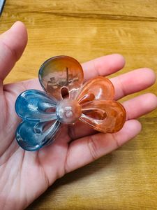 Flower Hair Claw Clip dual shade blue orange