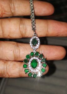 Emerald &amp; Diamond Pendant Necklace