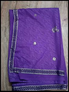 Beautiful Purple Saree with Embellishments