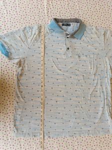 Men's Light Blue Printed Polo Shirt