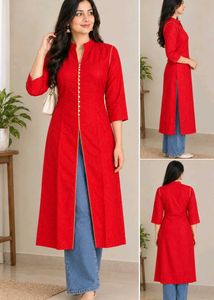 Elegant Silk Red Kurta