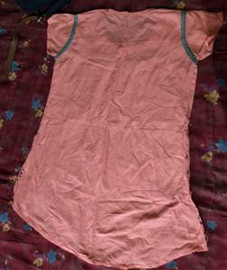 Pink floral jeans top L-XL size