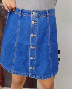H&amp;M Button-Front Denim Mini Skirt