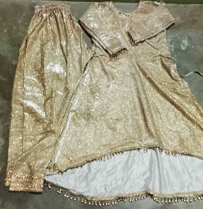 Sparkling Golden Kurta Set with paint