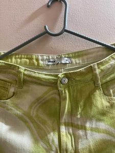 Trendy Green Marble Print Straight Fit Jeans for W