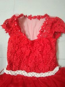 Red Lace &amp; Tulle Gown