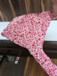 Retro Floral Print Tie-Front Flared sleeve Top