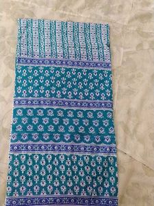 Teal Floral Print Dress Material