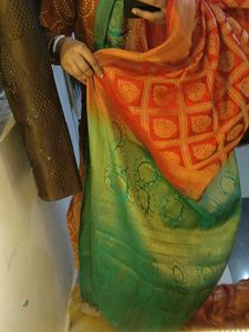 Beautiful Orange &amp; Green Silk Saree