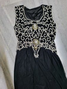 Ethereal Midnight: Embellished Mesh Evening Gown