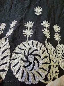 Black Kurta with White Embroidery