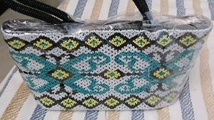 Exquisite Beaded Handbag with Geometric Pattern