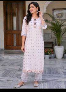 Light Pink Printed Kurta Set