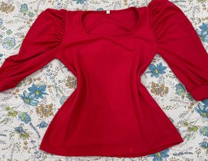 Square-Neck Puff-Sleeve Top