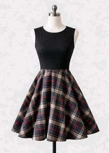 Chic Red & Plaid Dress