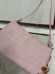 Chic Pink Croc Embossed Crossbody Bag