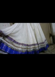 Elegant Blue &amp; White Lehenga Choli Set