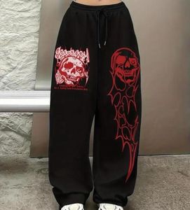 Gothic Skull Print Baggy Sweatpants