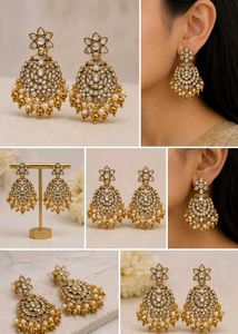 Elegant Kundan & Pearl Jhumka Earrings