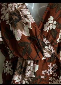 Floral Print V-Neck Wrap Top