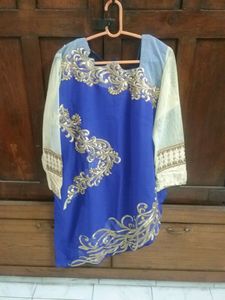 Royal Blue & Gold Embroidered Dress