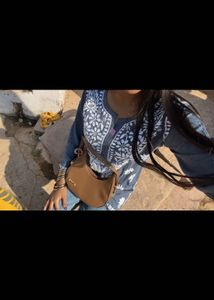 Real chickenkari Blue Embroidered Kurti Top
