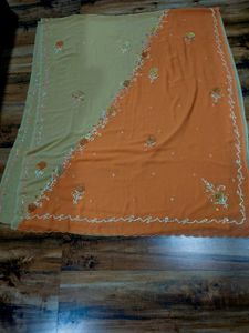 multi colour heavy handwork saree