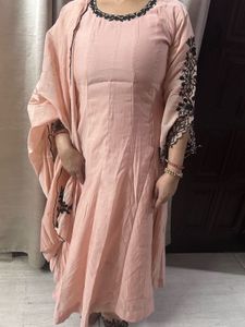 Elegant Peach Embroidered Kurta Set