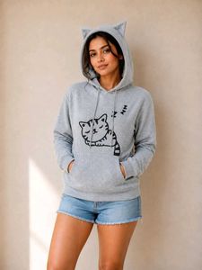 Cute Cat Ear Grey Hoodie