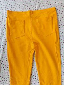 Yellow Leggings  fully stretchable with Floral Emb