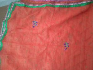 Orange  fabric with Embellished Border