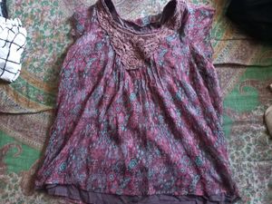 Bohemian Print Lace Neck Top