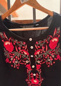 Embroidered Black Kurta