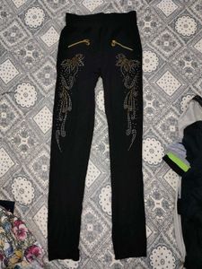 Stylish Black Embellished Leggings