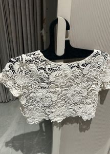 White Lace Cropped Top