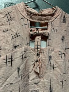Peach Sleeveless Top with Unique Design