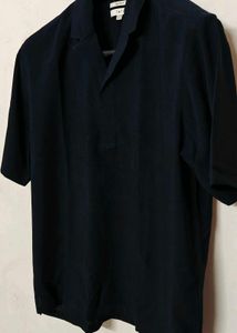 Men's Navy Blue Short Sleeve Button-Up T Shirt