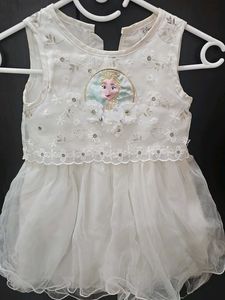Girls White Elsa Dress-Original Disney