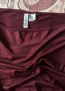 Maroon Off-Shoulder Long Sleeve Top