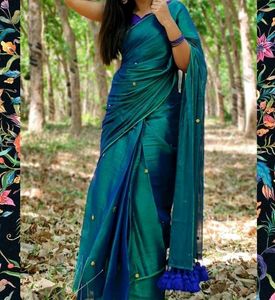 Peacock saree trending new with unstitched blouse