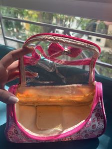 Cute Pink Floral Cosmetic Vanity Pouch