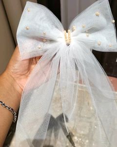 White Bow Pin For Hair
