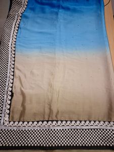Double Shaded Blue Satin With Heavy Border