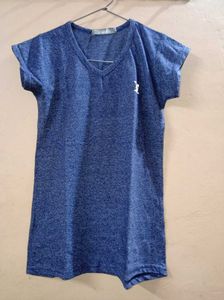 Blue V-Neck Marled T-Shirt