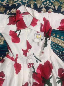 Girls White Floral Print Top
