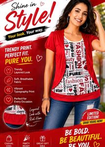Red Fashion Print T-Shirt