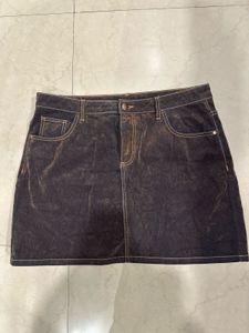 Brown Velvet Mini Skirt