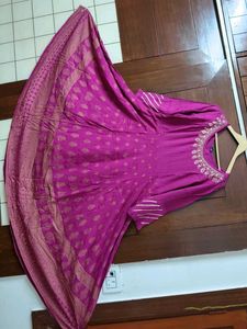 Beautiful Magenta Anarkali Suit with Dupatta